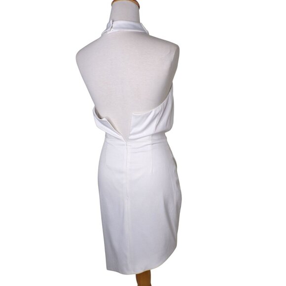🆕ELLIATT Camo Asymmetric Satin Halter Dress Medium 6 White - Picture 10 of 11